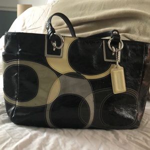 Black patent leather Coach C purse